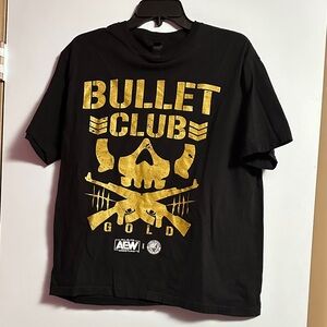 Bullet Club Gold AEW NJPW Wrestling T Shirt Men’s Large Black Graphic Tee